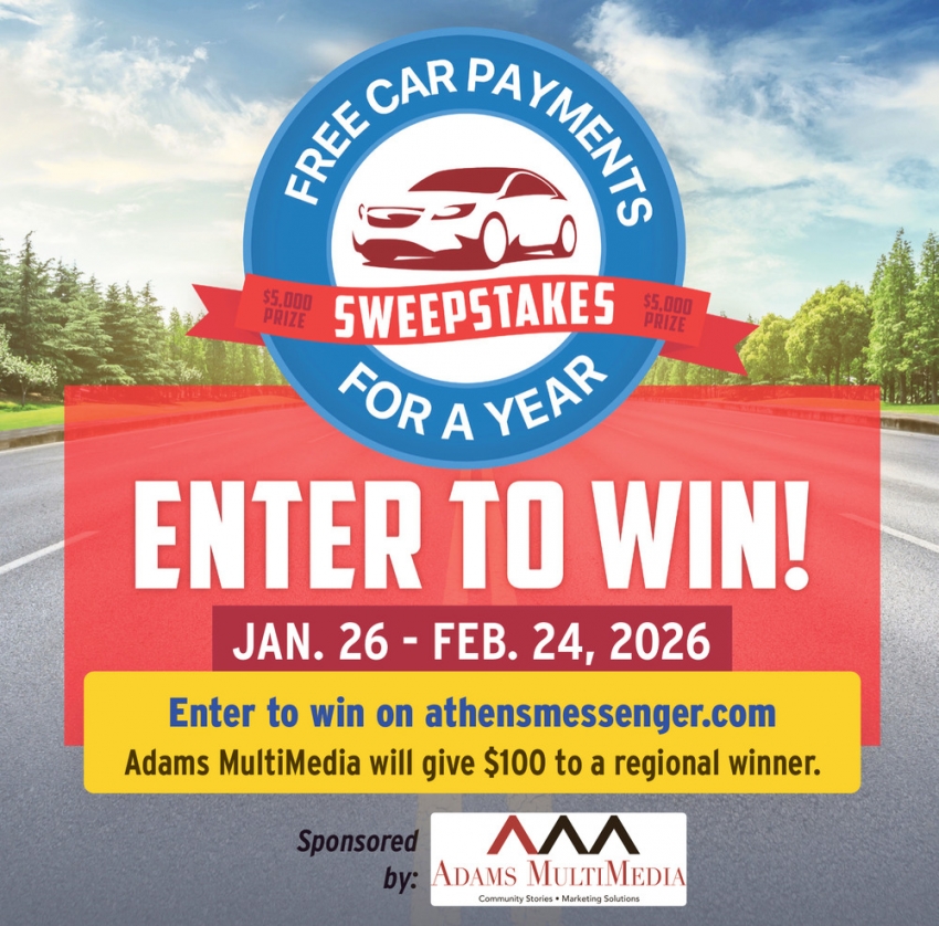 Free Car Payments for a Year, Adams Multimedia, Athens, OH